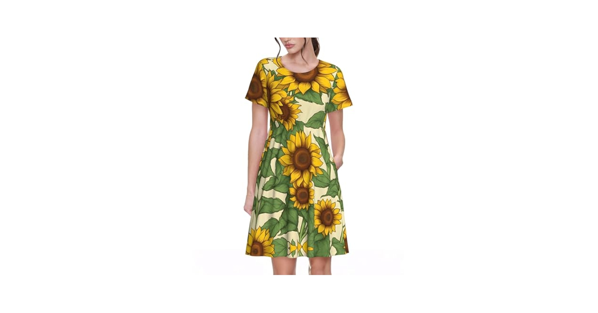 RIKA❣️ Sunflower-Printed Midi Dress Sunflower-Printed Midi Dress（ワンピース）｜Her lip to（ハー